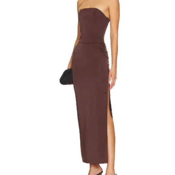 Bec & Bridge NWT Jones Strapless Maxi Dress Brown/Cocoa - Picture 1 of 4